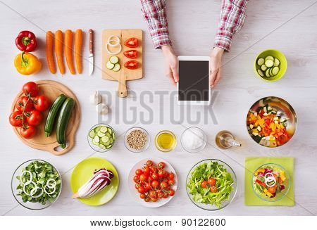 Online Cooking App With Kitchen Worktop