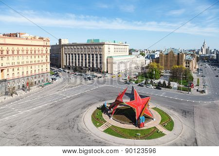 May Decoration On Lubyanka Square In Moscow