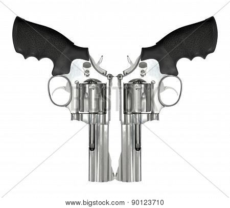 Two Revolvers Isolated On White Background