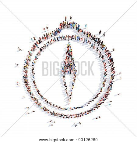 people representing the compass.
