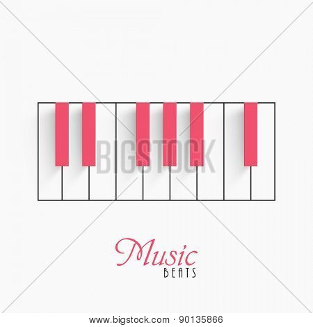 Music concept with piano keyboard on white background.
