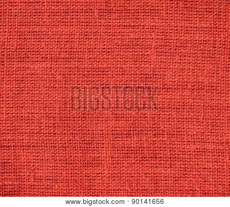Cinnabar color burlap texture background