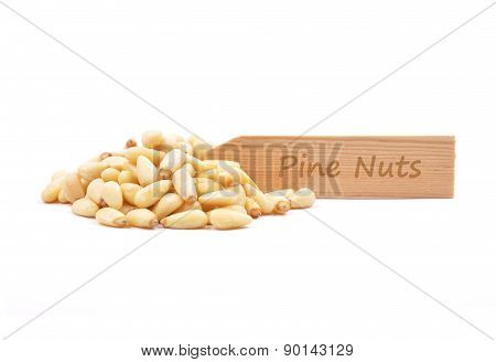 Pine Nuts On White