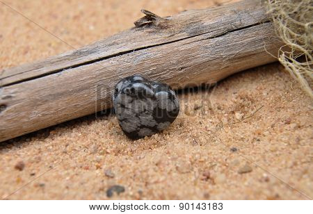 Snowflake Obsidian On Beach