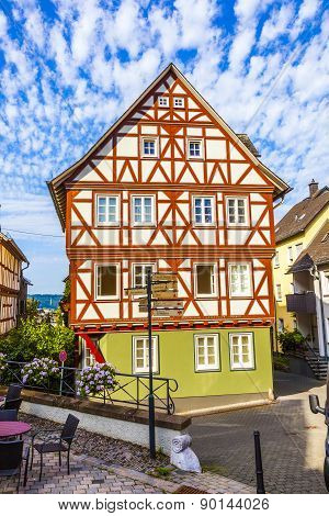 Old Town Of Wetzlar With Timbered Houses And Carvings In The Wood