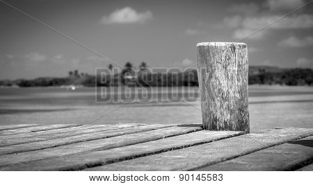 Wooden Pier On Tropical Island