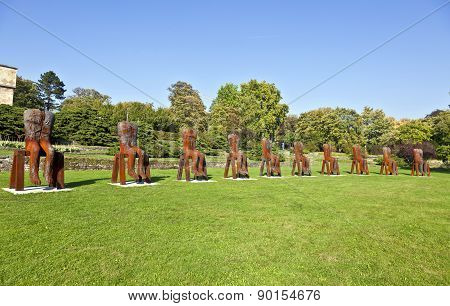 Magdalena Abakanowicz Shows His  Steel Sculptures In The University Area At Exhibition 
