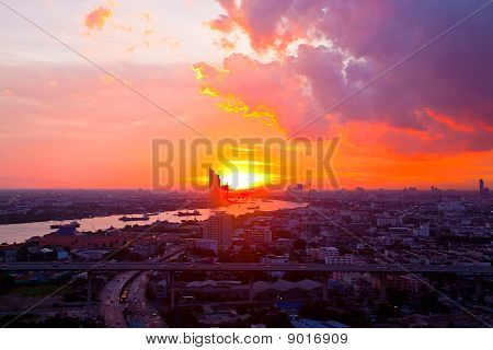 Sunset in the city