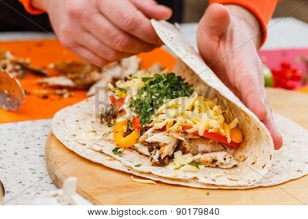 chef making tortilla