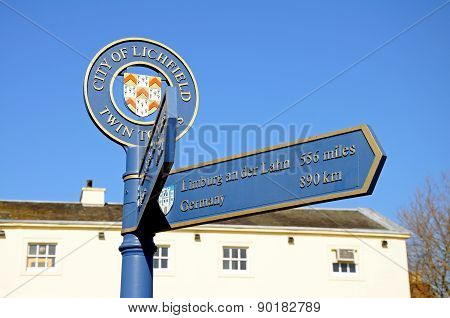 Twin town sign, Lichfield.