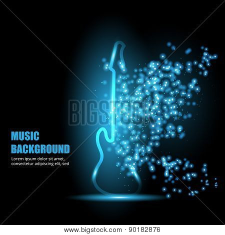 Illustration Of Neon Light Guitar.