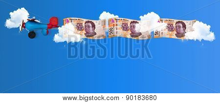 Money flying high in the sky