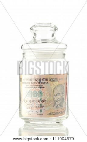 Jar with Paper Currency