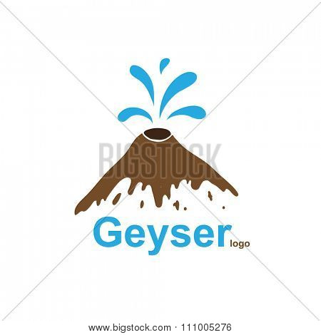 Geyser, water gushes out of the ground, logo illustration