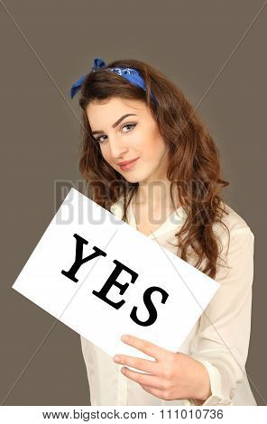 The Woman With A Clean Sheet Of Paper In Hands