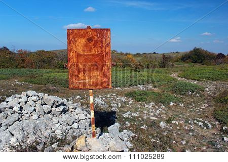 Old Rusty Steel Signpost