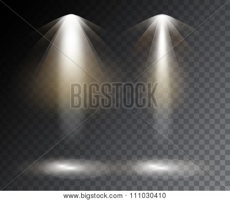 Vector Spotlights. Scene. Light Effects. Vector Stock.
