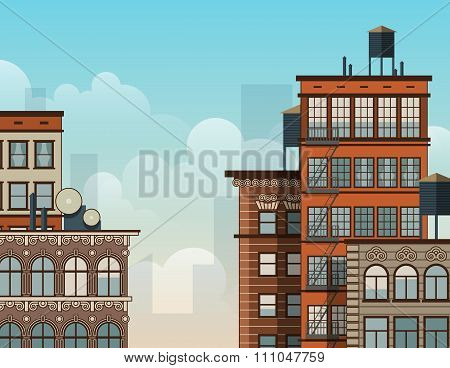 City rooftops illustration