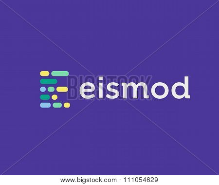 Abstract letter E logo. Dynamic code vector unusual font.