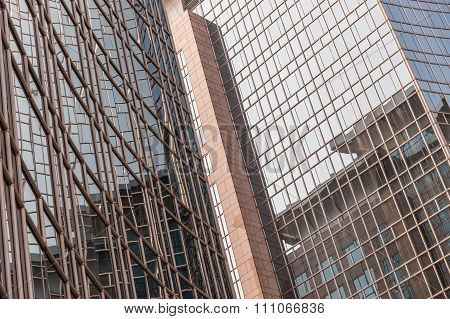 Mirrored glass on building