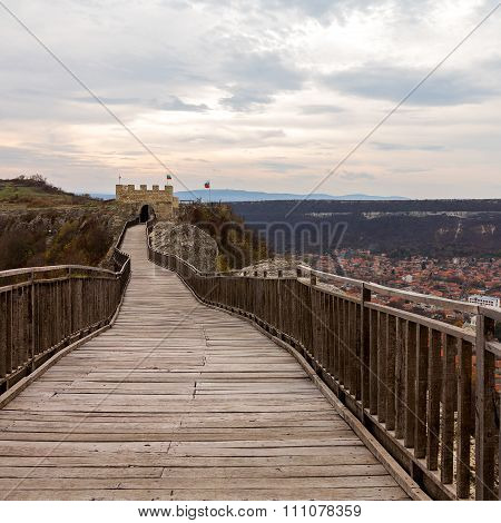 Ancient Wooden Staircase In The Medieval Fortress 3Rd - 7Th And 11Th - 17Th Century (east Date) Ovec