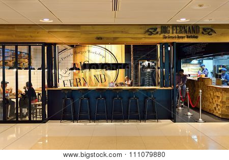 HONG KONG - MAY 5, 2015: interior of the IFC Mall. IFC Mall is a 800,000 sq ft, 4-storey shopping mall, with many luxury retail brands and wide variety of restaurants.