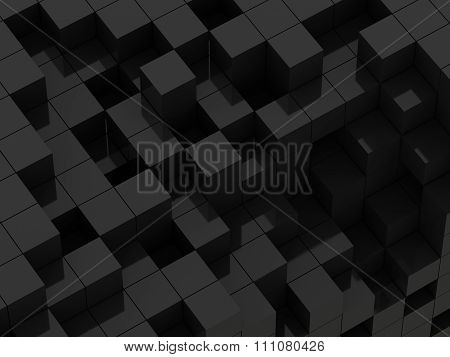 3d illustration of black cubes