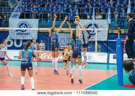 Unidentified Players In Action During The Game On Women's Rissian Volle