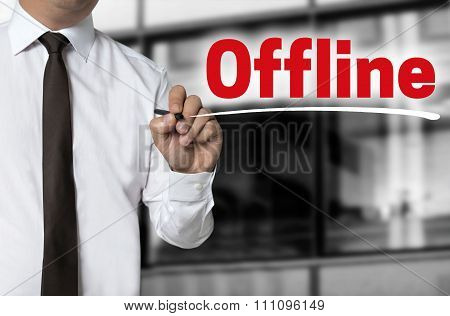 Offline Is Written By Businessman Background Concept