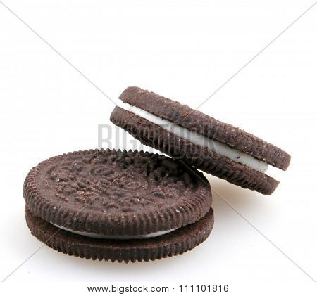 Aytos Bulgaria - December 11 2015: Oreo Isolated On White Background. Oreo Is A Sandwich Cookie Cons