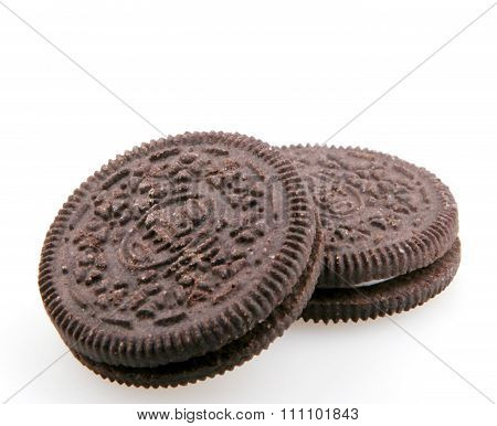 Aytos Bulgaria - December 11 2015: Oreo Isolated On White Background. Oreo Is A Sandwich Cookie Cons