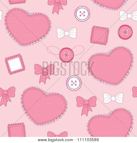 Pattern With Hearts And Buttons