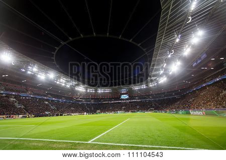 Interior View Of The Full Bayarena Stadium During The Uefa Champions League Game Between Bayer 04 Le