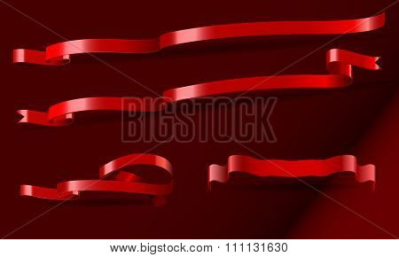 Set of long and short ribbon banners