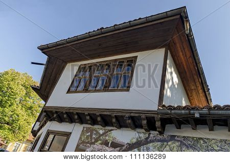 Razgrad town, street and house. Old house in revival quarter Varosha, Razgrad
