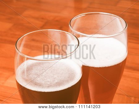 Retro Looking Two Glasses Of German Beer