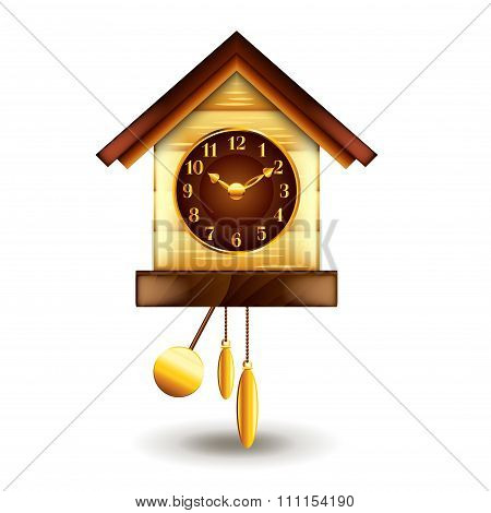 Cuckoo-clock Isolated On White Vector