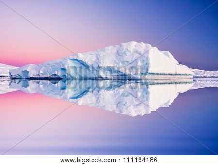 Antarctic glacier in the snow. Beautiful winter background. Vernadsky Research Base.