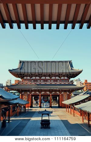 TOKYO, JAPAN - MAY 15: Historical architecture in temple on May 15, 2013 in Tokyo. Sensoji Temple, founded in 645 CE, making it the oldest temple in Tokyo.
