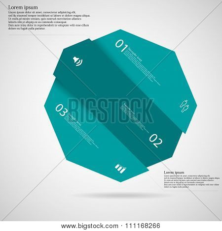 Infographic Template With Octagon Askew Divided To Three Blue Parts