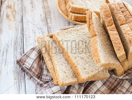 Whole Wheat Bread On Tablecloth