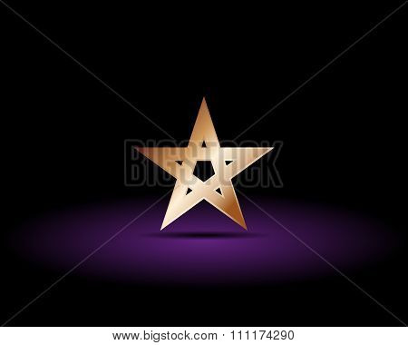 Gold Pentagram On A Black Background