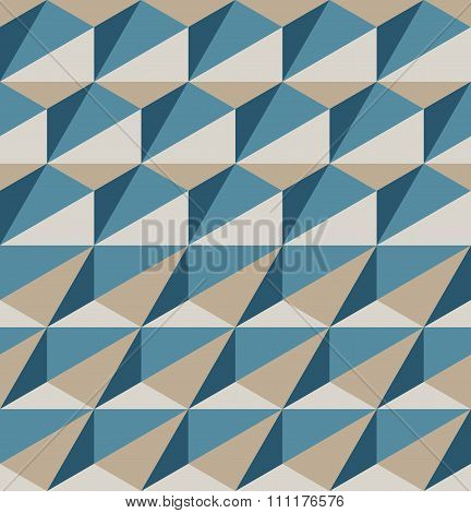 Vector Seamless Geometric Triangle Blue Brown Color Pattern