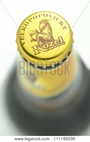 Velkopopovicky Kozel beer isolated on white background