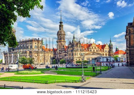 Dresden, Germany-september 08, 2015 :catholic Court Church(katholische Hofkirche).center Of The Dres