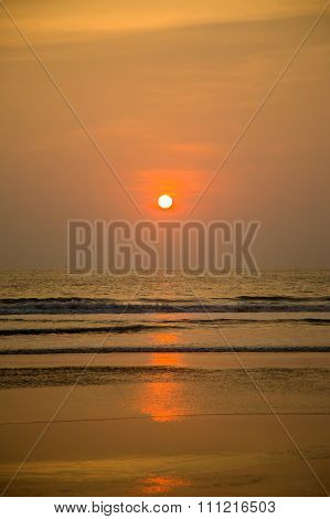 View at the sunset on the water in Agonda Goa India