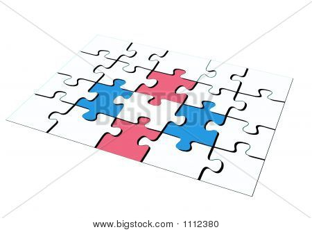 Bílá růžová modrá Puzzle 3D