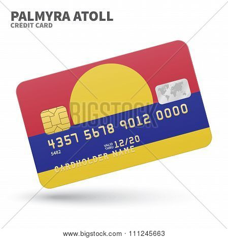 Credit card with Palmyra Atoll flag background for bank, presentations and business. Isolated on whi