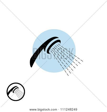 Shower Head Icon With Water Flow