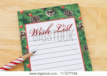 Christmas Wish List, Christmas Wish List With Pencil And Copy-space